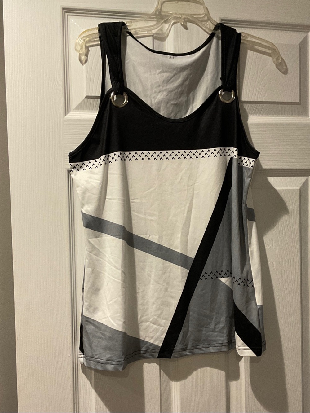 Women's Black & White Geometric Tank Top
